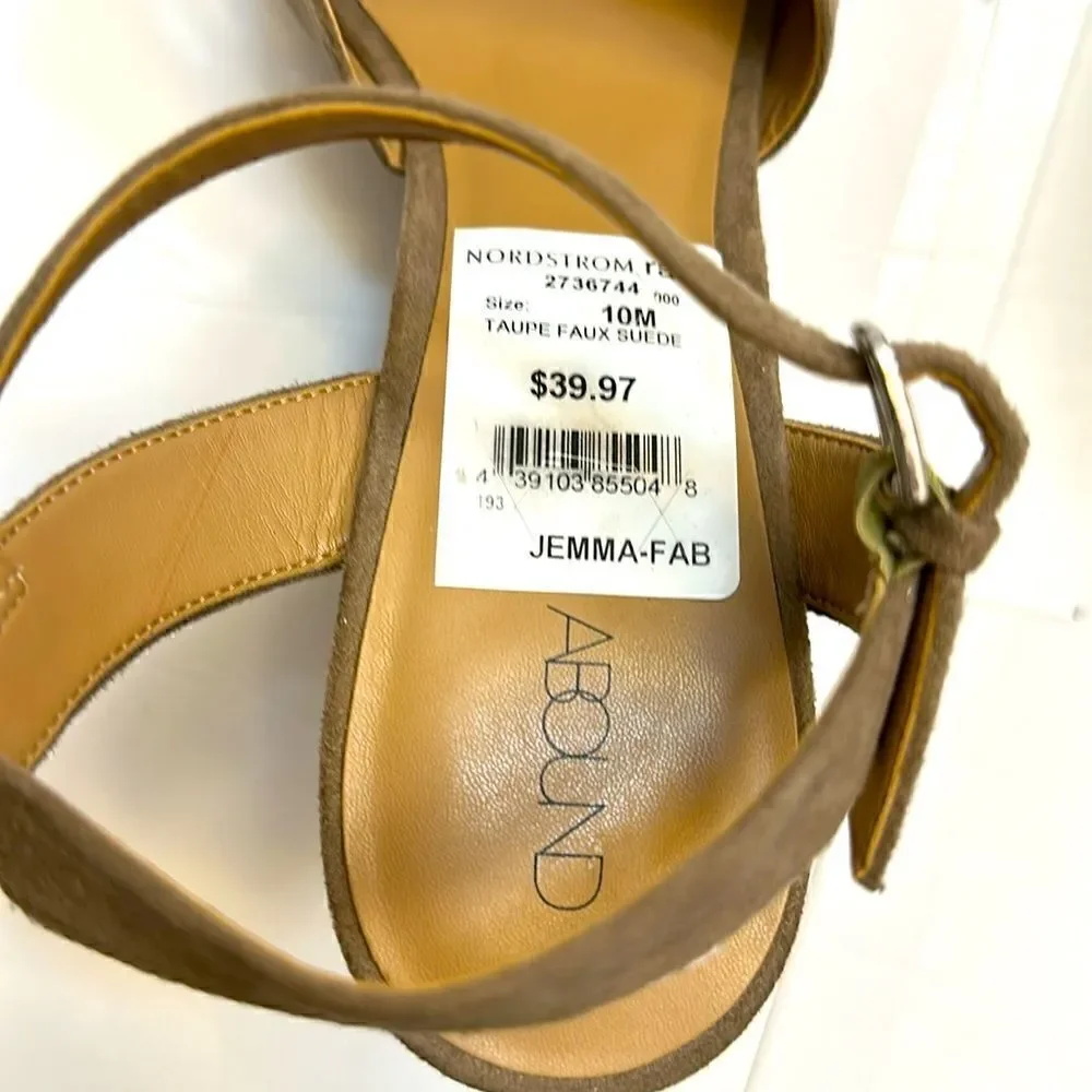 Abound Jemma women’s suede wedge ankle strap sandals size 10M